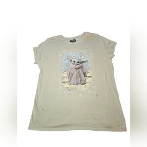 2XL Mens Groku The Child Star Wars Beige T-Shirt, Small Stain, Used.